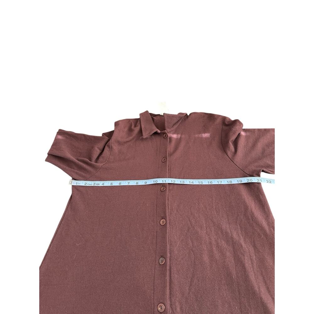 Lilith Brown Basic Wool Blend Button Up‎ Soft Coz… - image 12
